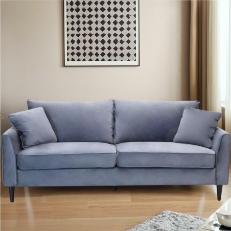Divano in velluto grigio 3 posti 196x81cm - CHANDLER