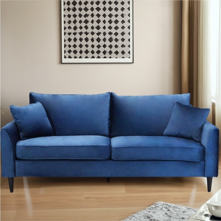 Divano in velluto blu 3 posti 196x81cm - CHANDLER