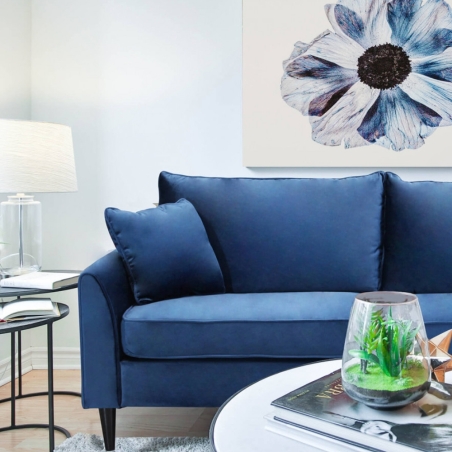 Divano in velluto blu 3 posti 196x81cm - CHANDLER