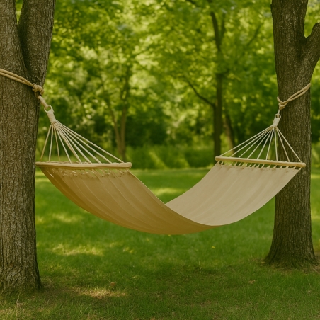 Amaca da giardino in cotone 200x100 cm Beige portata 120Kg