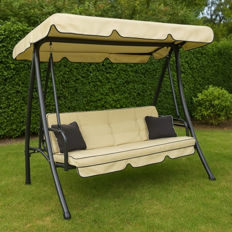 Dondolo da giardino 3 posti con cuscini in metallo Antigua