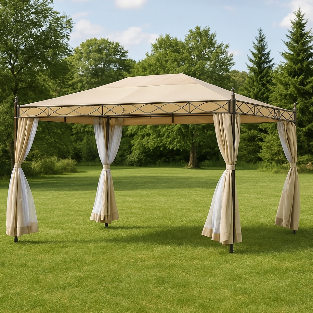 Gazebo 3x4 m in ferro con telo sabbia...
