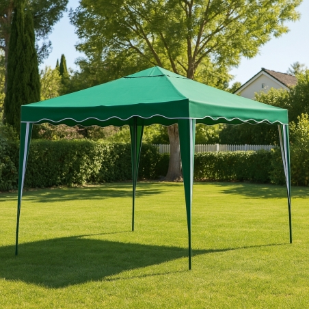 Gazebo da giardino pieghevole 3x3 m in alluminio con telo in poliestere verde