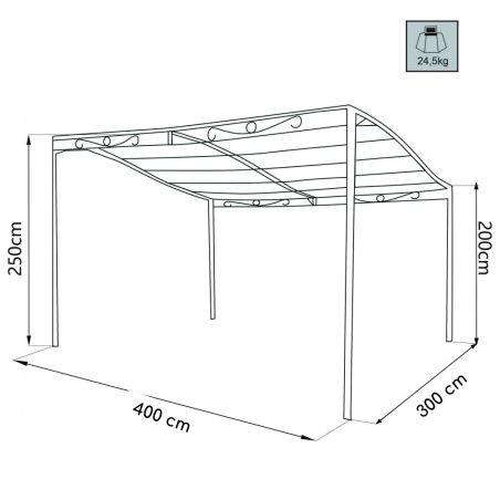 Gazebo da giardino pergola in metallo 3x4 metri con telo in poliestere