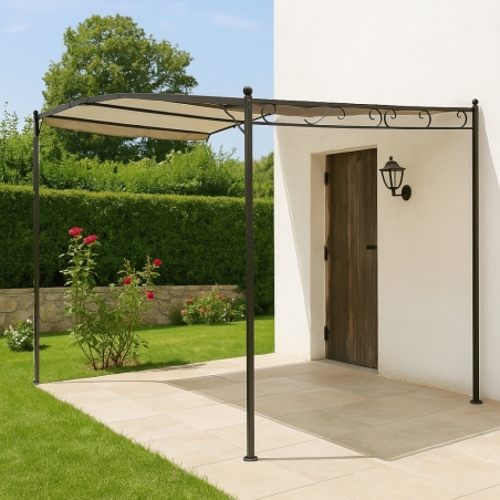 Gazebo Pergola 3,5x2,5 metri antracite con telo in poliestere Avorio