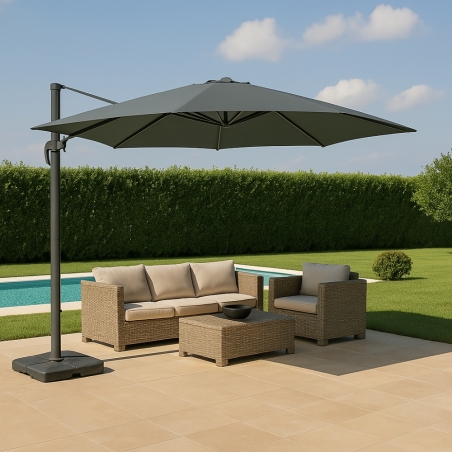 Ombrellone Nettuno Lux Nero P/L 3 X 3 Telo Grigio ChiaroEDENYA