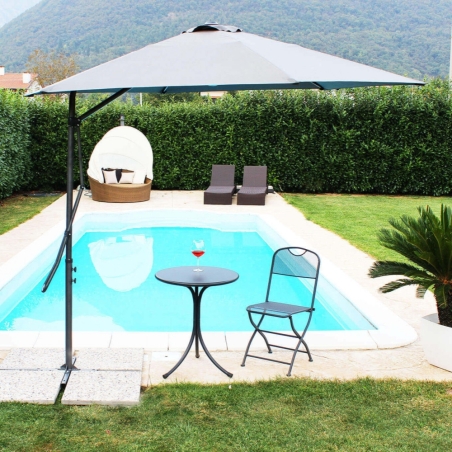 Ombrellone da giardino tondo diametro 3 mt con palo laterale Grigio - Zenith