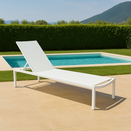 Lettino prendisole impilabile con ruote 200x75cm bianco - BELFAST