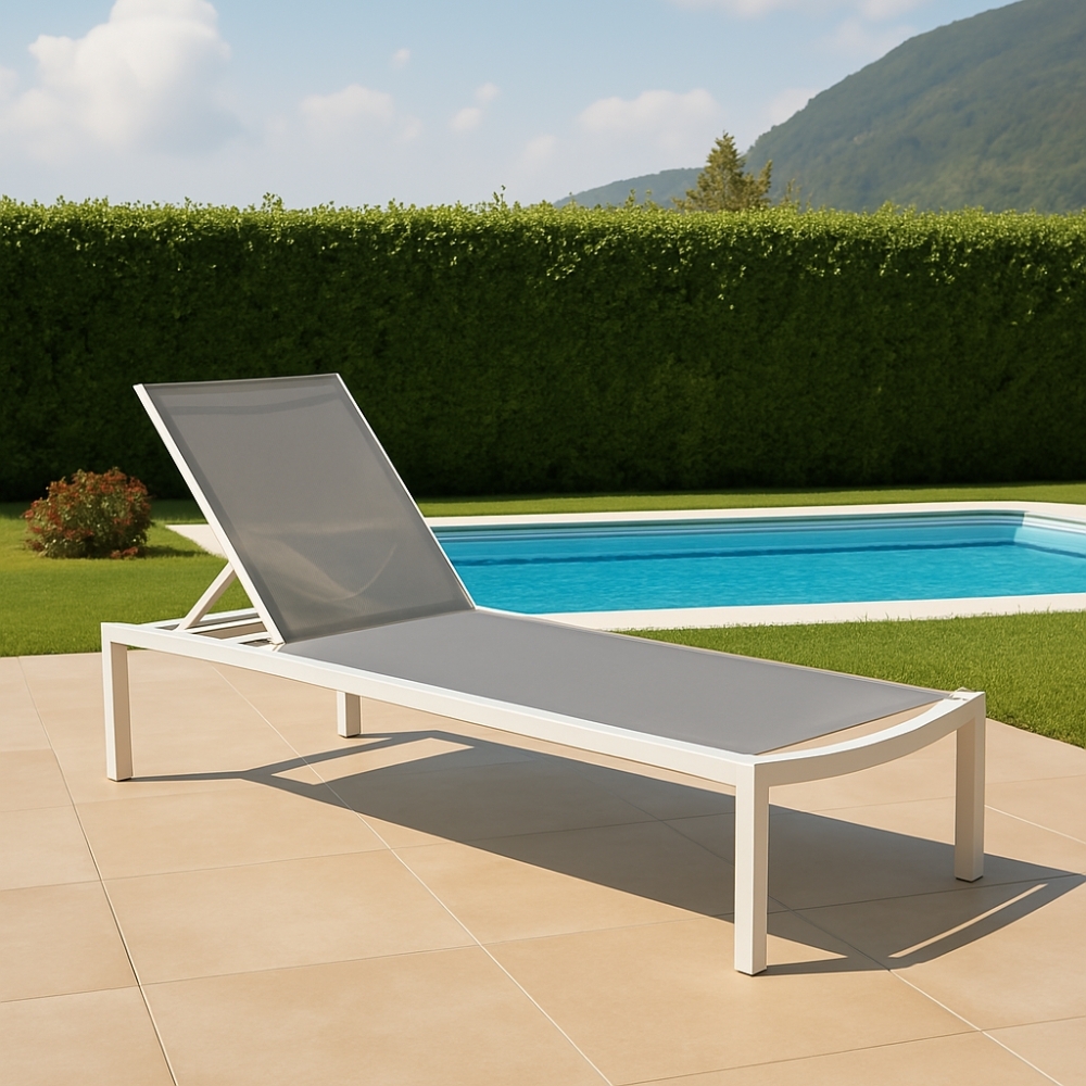 Lettino prendisole impilabile con ruote 200x75cm Grigio chiaro - BELFAST