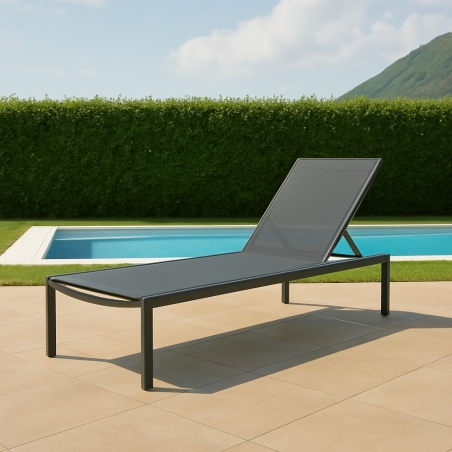 Lettino prendisole impilabile con ruote 200x75cm ANTRACITE - BELFAST