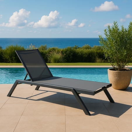 Lettino prendisole impilabile 198x72 cm antracite - NOTTINGHAM