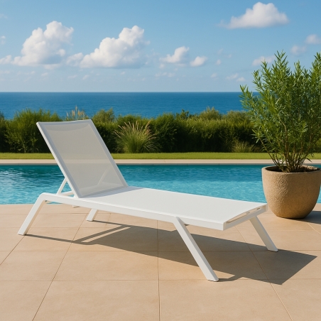 Lettino prendisole impilabile 198x72 cm bianco - NOTTINGHAM