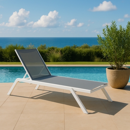 Lettino prendisole impilabile 198x72 cm Grigio chiaro - NOTTINGHAM