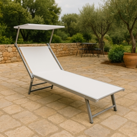 Lettino prendisole 181x61 cm Bianco Alluminio - BARI