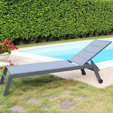 Lettino prendisole Antracite Alluminio FORMENTERA Impilabile