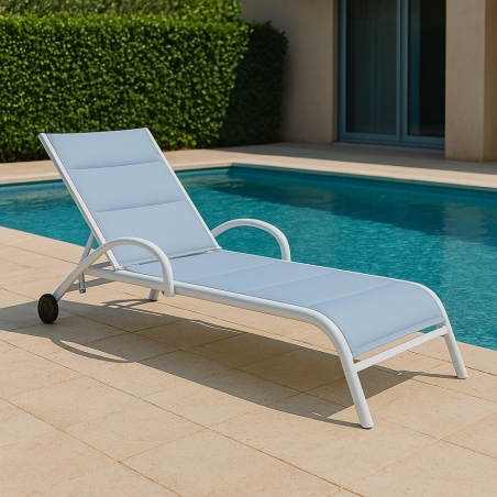 Lettino prendisole Bianco Alluminio MALAGA Impilabile