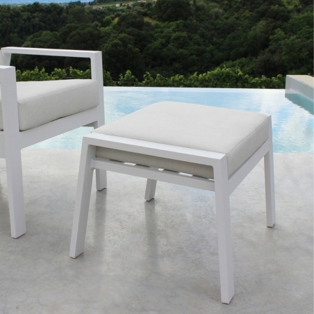 Poggiapiedi con cuscino in tessuto bianco 65x56x41cm - Giacarta