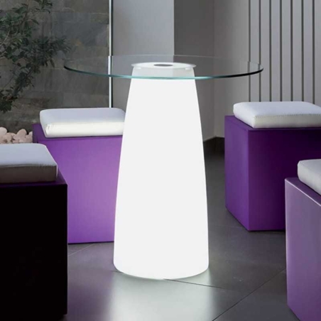 Tavolino con base luminosa alto 90cm con batteria solare Break Top Bright - Monacis -1