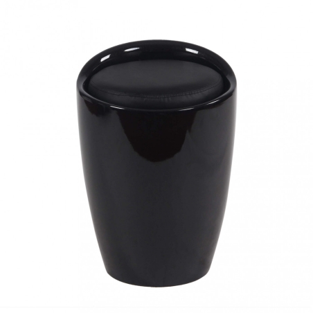 Sgabello pouf 54 cm con cuscino estraibile nero - CLIFF