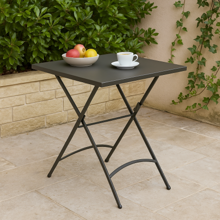 Tavolo da giardino pieghevole 70x70 cm in metallo - Taupe Bristol