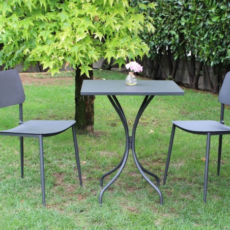 Tavolo da giardino 60x60 cm in metallo - Bristol Grigio scuro
