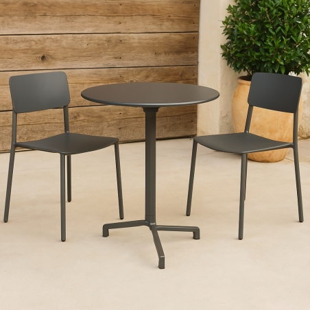 Tavolo da bar rotondo Ø60 cm pieghevole Taupe - Vega