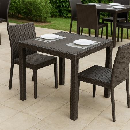 Tavolo 80x80cm con foro ombrellone Marrone - Dallas