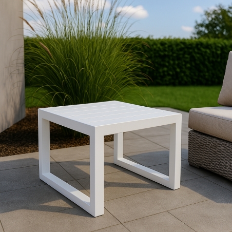 Tavolino in alluminio da esterno bianco 45x45 - Cuba