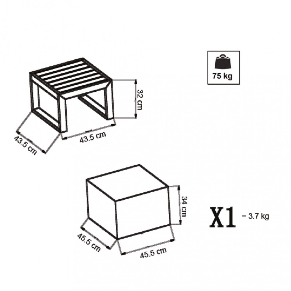 Tavolino Cuba 45x45 - Antracite