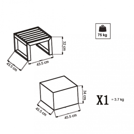 Tavolino Cuba 45x45 - Antracite