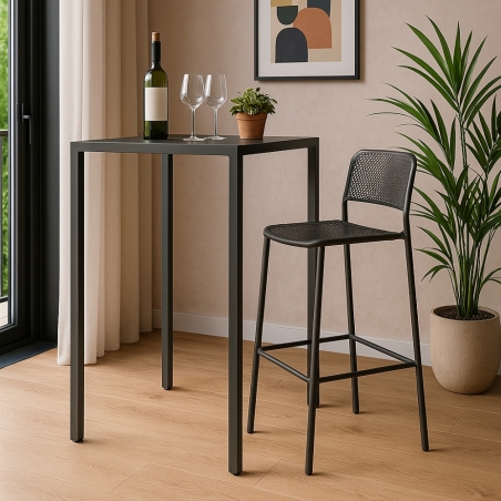 Tavolo alto snack autolivellante in metallo 80x80x110 cm - Antracite