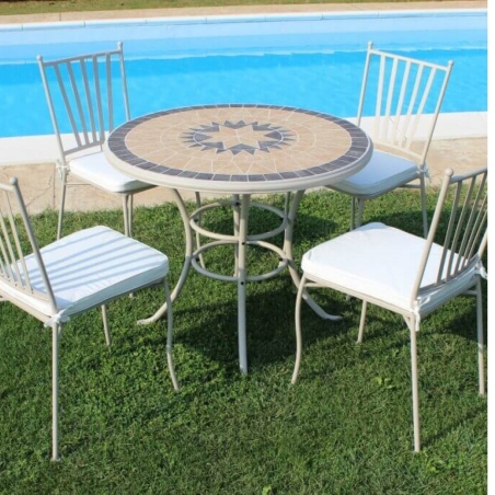 Tavolo tondo con mosaico diametro 90 cm - Tortora Perse