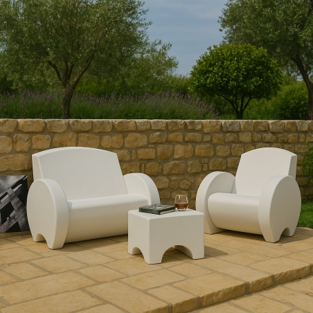 Divano da giardino bianco biposto Sunset Kloris -1