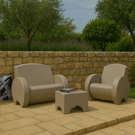 Divano da giardino tortora biposto Sunset Kloris -1