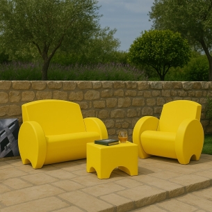 Divano da giardino giallo biposto Sunset Kloris -1