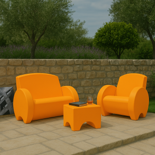 Divano da giardino ocra biposto Sunset Kloris -1