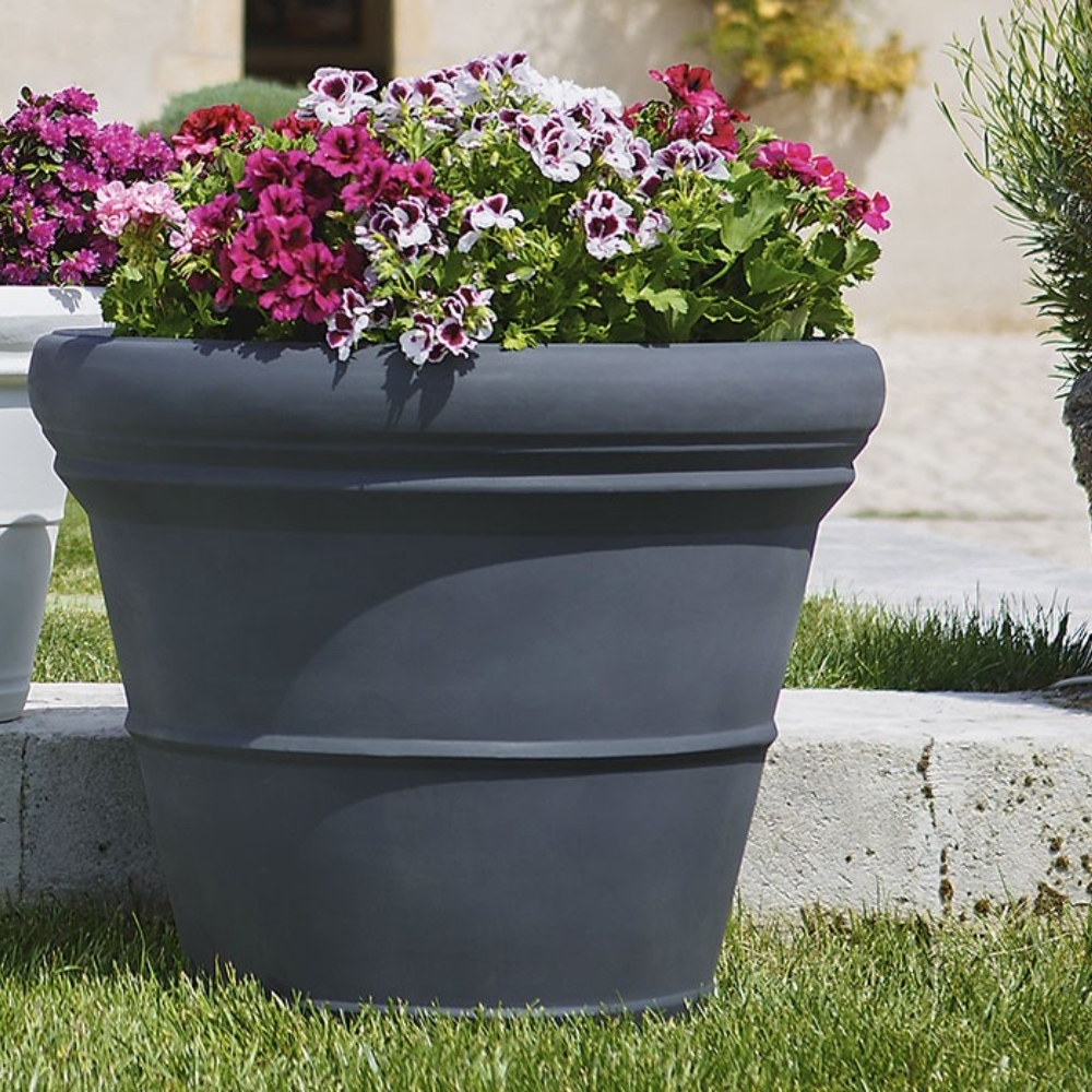 Vaso da giardino Ø 90 cm doppiobordo liscio 90 Rome Monacis -4