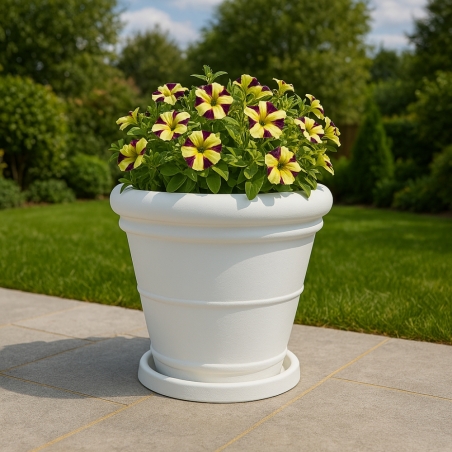 Vaso da giardino Ø 65 cm doppiobordo liscio 70 Rome Monacis -1