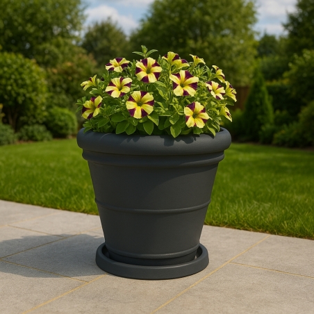 Vaso da giardino Ø 65 cm doppiobordo liscio 70 Rome Monacis -3