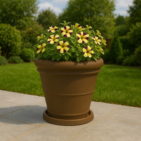 Vaso da giardino Ø 55 cm doppiobordo liscio 60 Rome Monacis -3