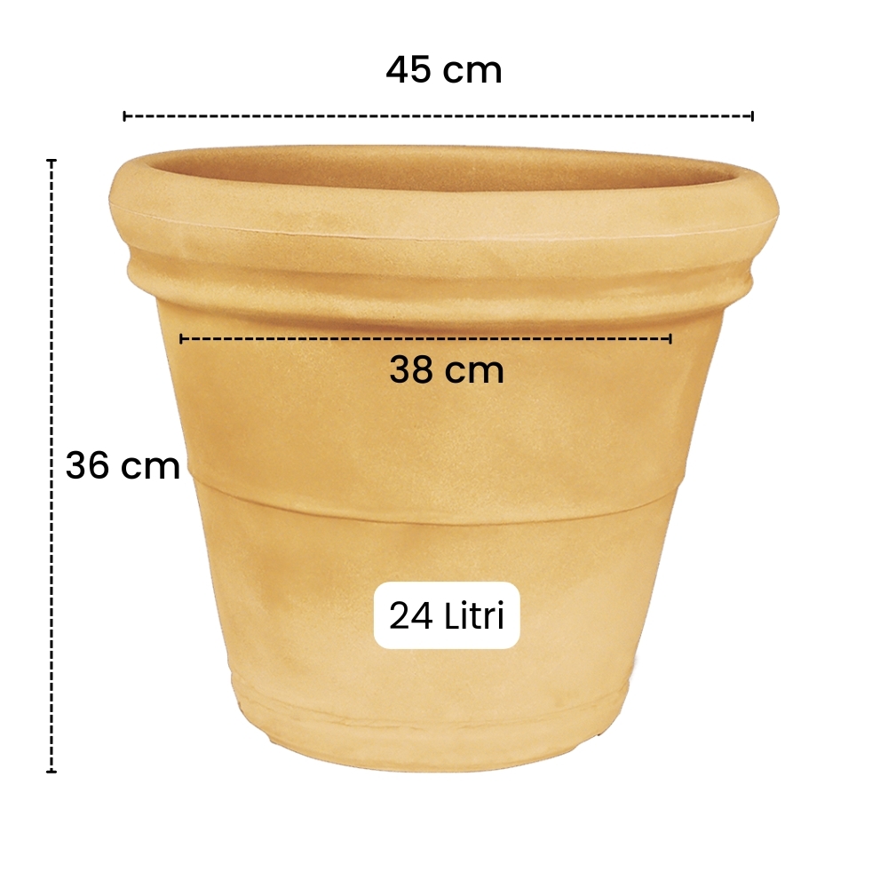 Vaso da giardino Ø 45 cm doppiobordo liscio 45 Rome Monacis -12