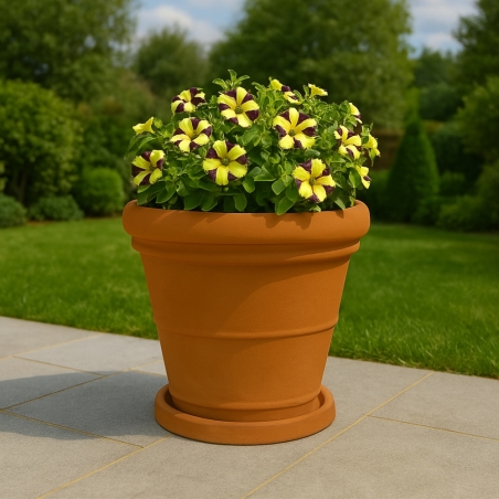 Vaso da giardino Ø 45 cm doppiobordo liscio 45 Rome Monacis -6