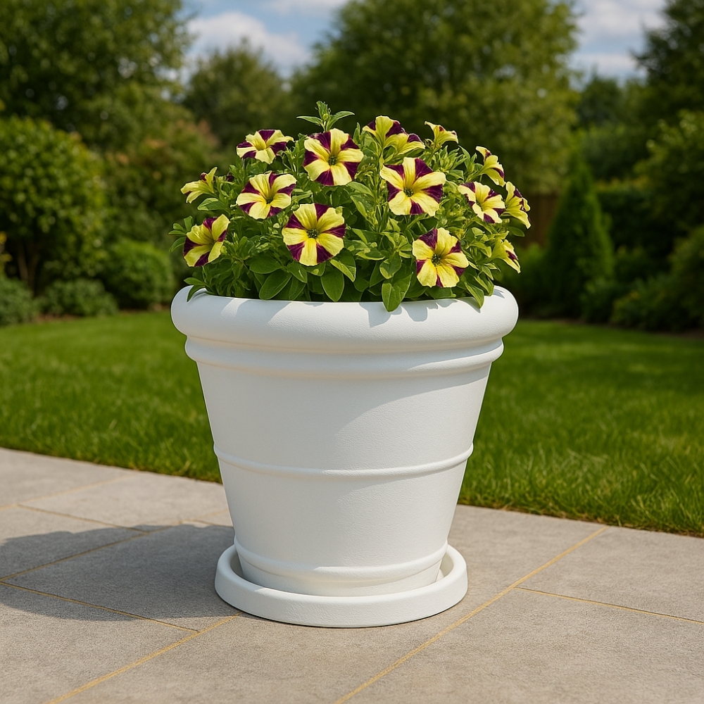 Vaso da giardino doppiobordo liscio 40 cm Rome Monacis -6