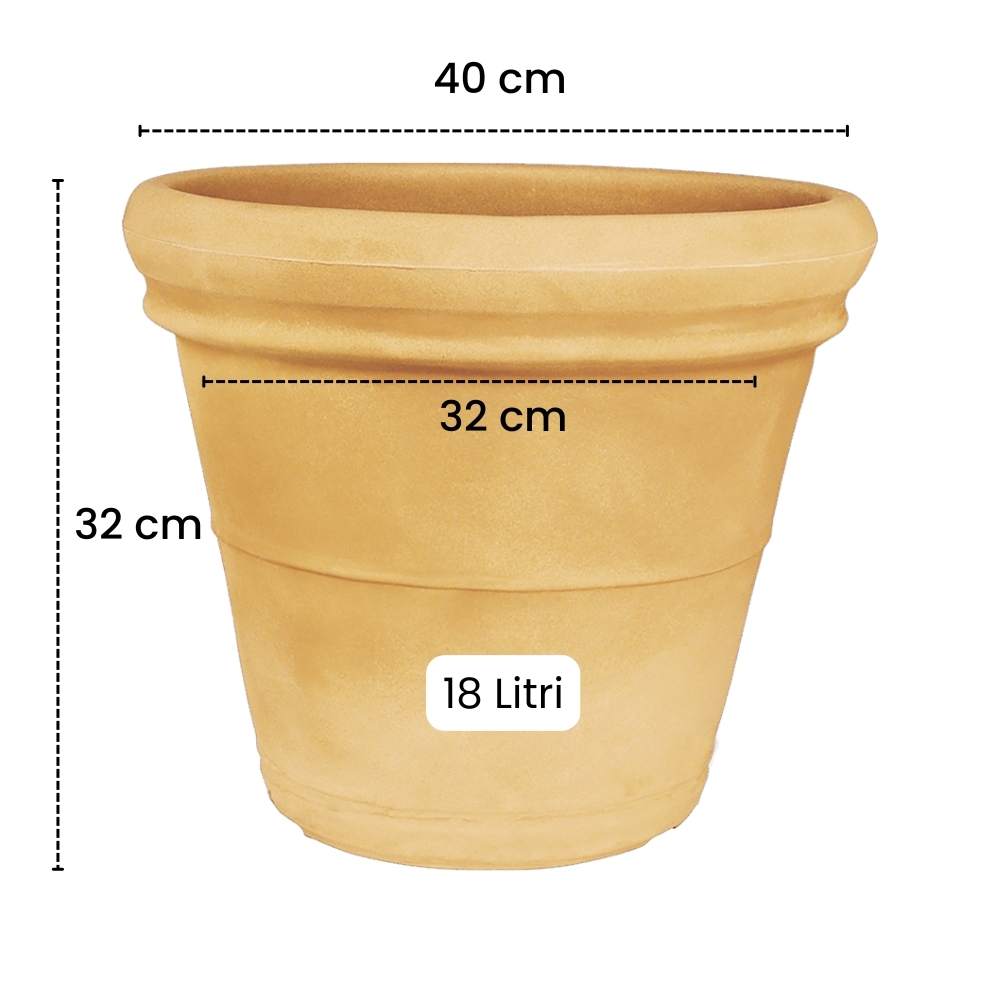 Vaso da giardino Ø 40 cm doppiobordo liscio 40 Rome Monacis -12
