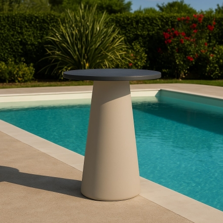 Tavolo alto tortora e grafite in polietilene Mikò 2.0 -1