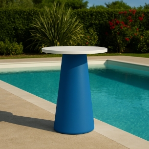 Tavolo alto blu e bianco in polietilene Mikò 2.0 -1