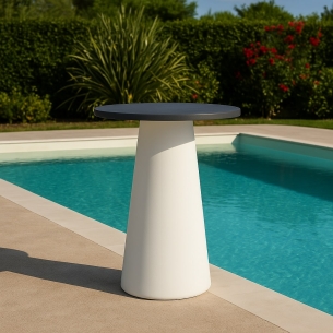 Tavolo alto bianco e grafite in polietilene Mikò 2.0 -1