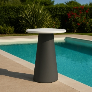 Tavolo alto grafite e bianco in polietilene Mikò 2.0 -1