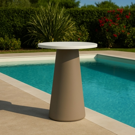 Tavolo alto tortora e bianco in polietilene Mikò 2.0 -1