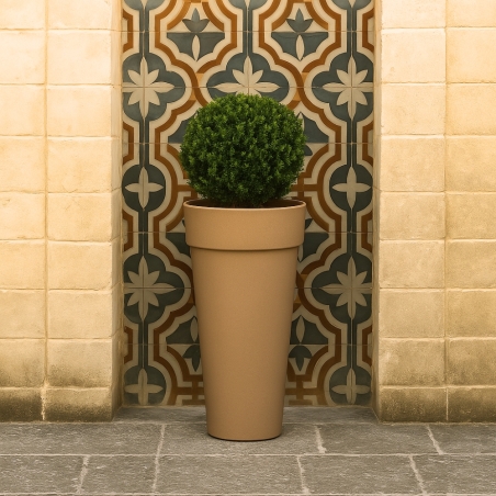 Portavaso da esterno rotondo 56 cm in polietilene alto 105 cm - Messapico 105 -6